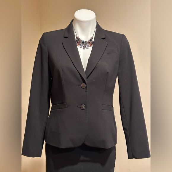 Calvin Klein Black 2 Button Jacket With Pockets Metal Buttons SZ 8 Good … - Picture 2 of 14